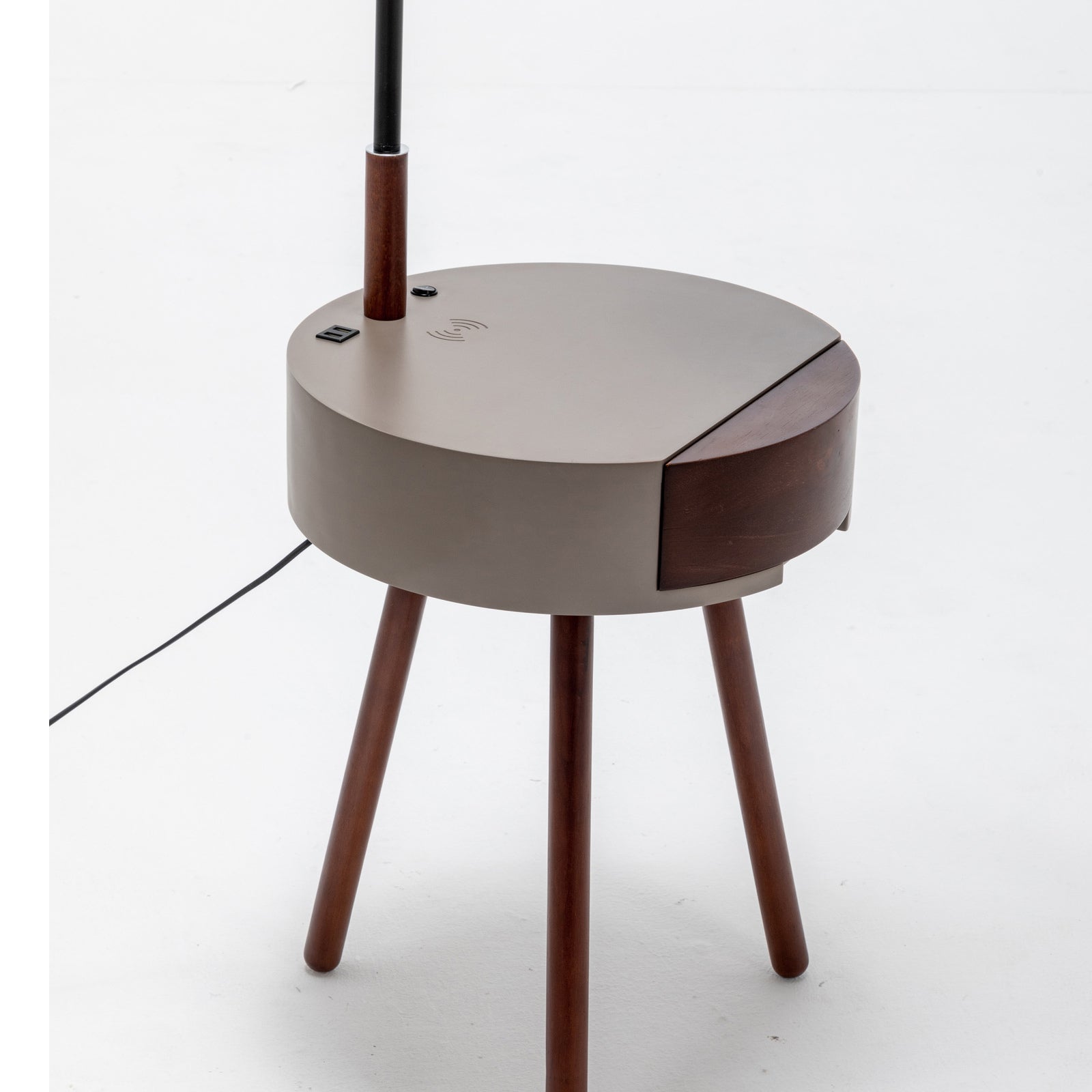 Florence Tripod Lamp Shelf Storage Drawer Bed Side Table Light w/ USB Charger Big Bedding Australia