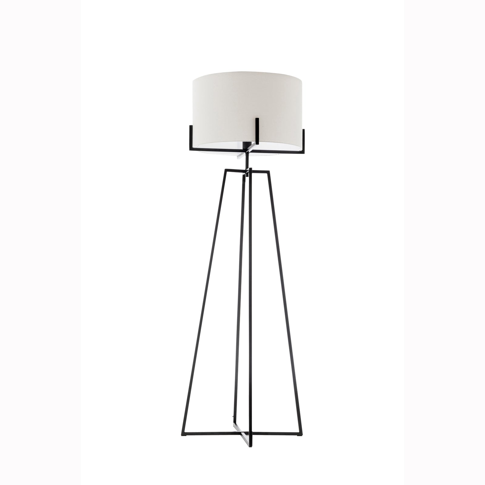 Modern Dimmable Floor Lamp w/ Linen Shade Designer Bedroom Lighting - Matte Black Big Bedding Australia