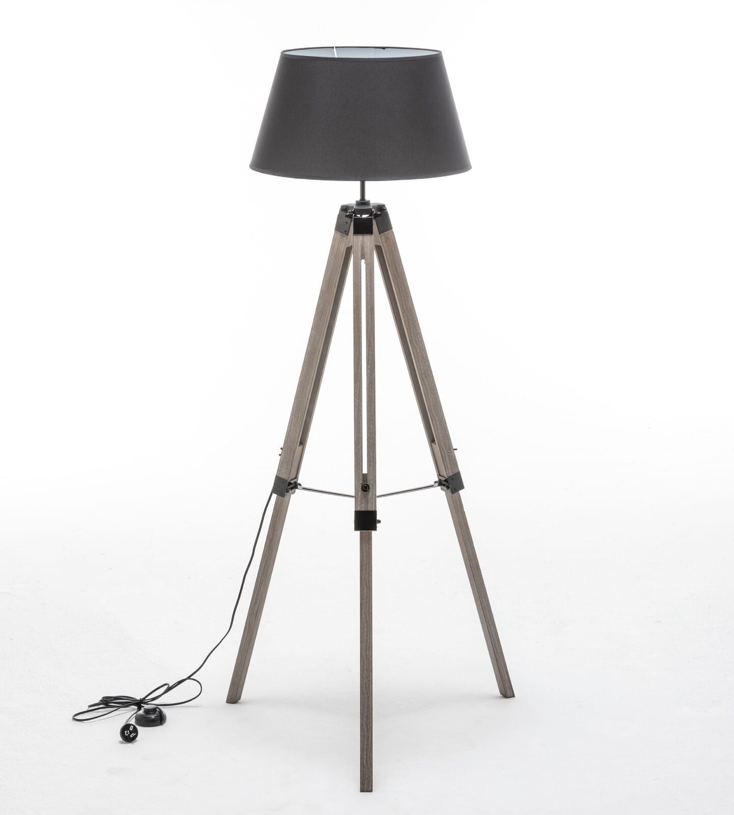LARGE TRIPOD FLOOR LAMP Linen Shade Modern Light Retro Vintage Wooden Big Bedding Australia