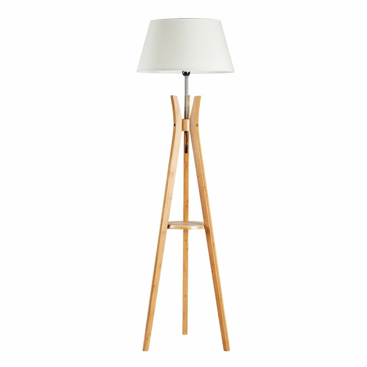 LARGE BAMBOO TRIPOD FLOOR LAMP Linen Shade Modern Light Vintage Wooden Scandi Big Bedding Australia