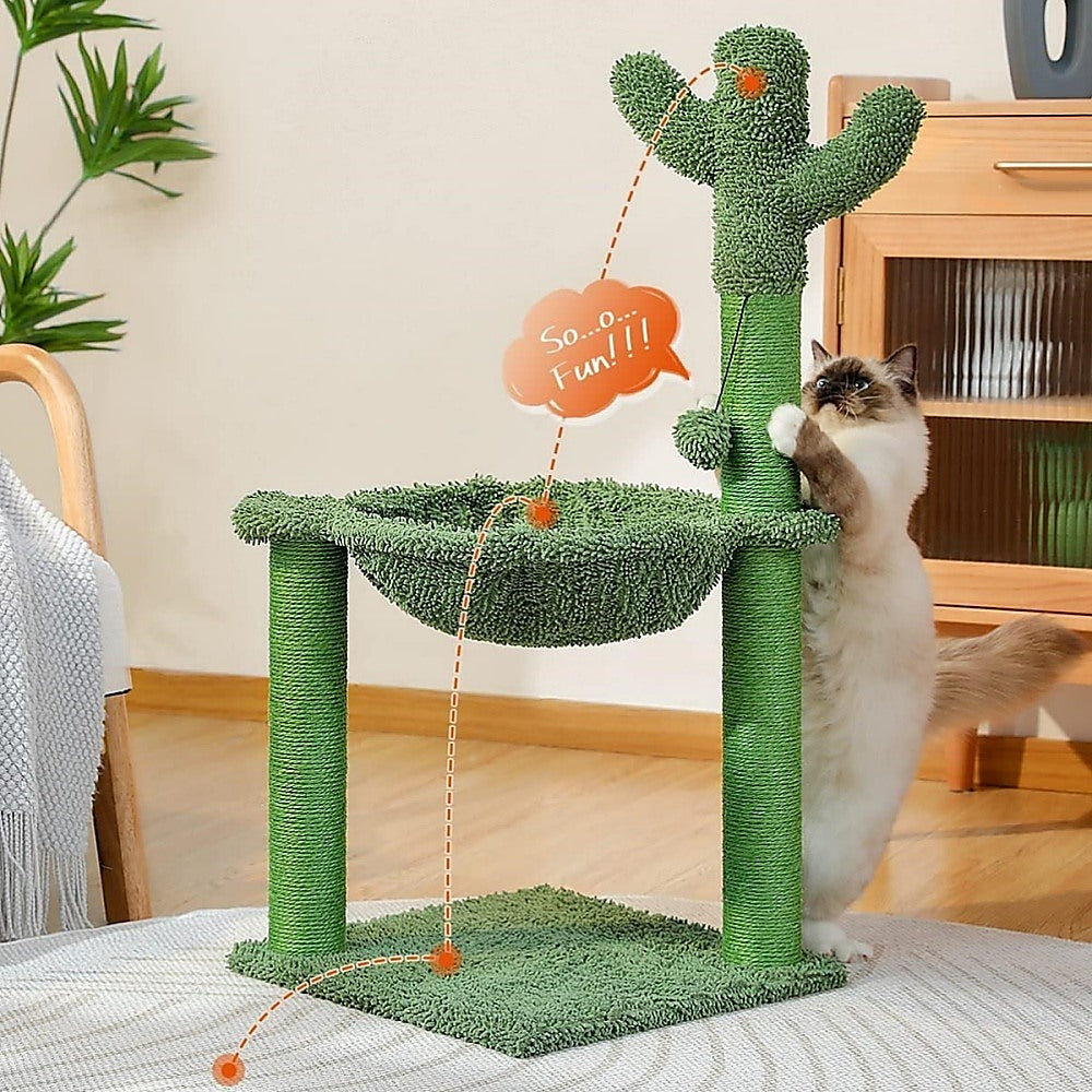 Cactus Cat Tree Tower Scratching Post Scratcher Kitten Condo House Play Bed Toys Big Bedding Australia
