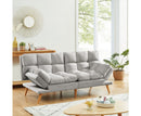 Sebastian 3 Seater Velvet Sofa Bed Futon Light Grey Big Bedding Australia