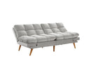 Sebastian 3 Seater Velvet Sofa Bed Futon Light Grey Big Bedding Australia