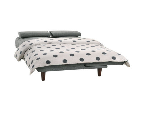 Fabric Sofa Bed with Cup Holder 3 Seater Lounge Couch - Light Grey Big Bedding Australia