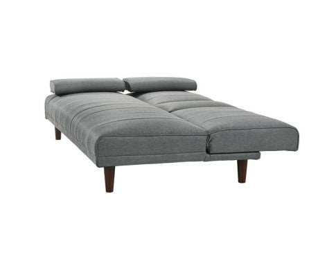 Fabric Sofa Bed with Cup Holder 3 Seater Lounge Couch - Light Grey Big Bedding Australia