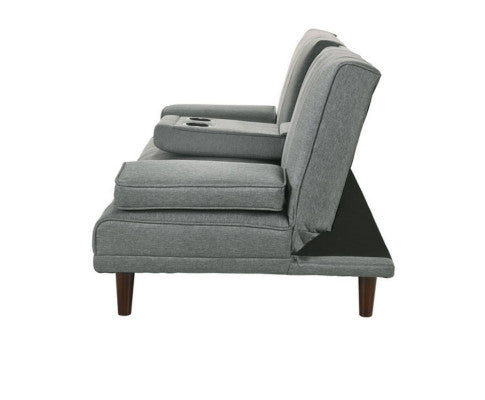 Fabric Sofa Bed with Cup Holder 3 Seater Lounge Couch - Light Grey Big Bedding Australia