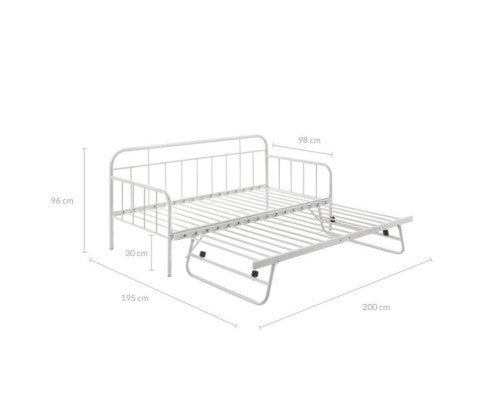 Metal Daybed Pop Up Trundle Sofa Bed Frame Single Size White Big Bedding Australia