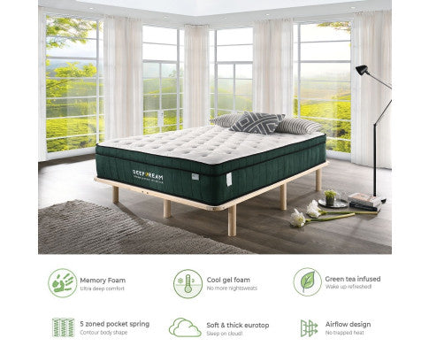 Deep Dream Green Tea Cool Gel Memory Foam Mattress 36cm 5 Zone Deep Dream