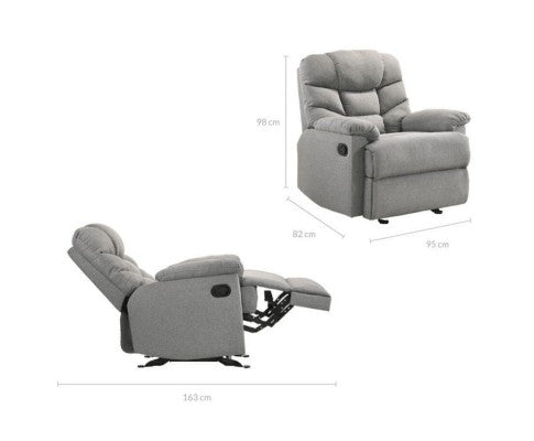 Rocking Recliner Chair Swing Glider Light Grey Fabric Big Bedding Australia