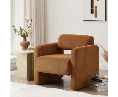 Lilah Modern Boucle Fabric Armchair - Burnt Orange Big Bedding Australia