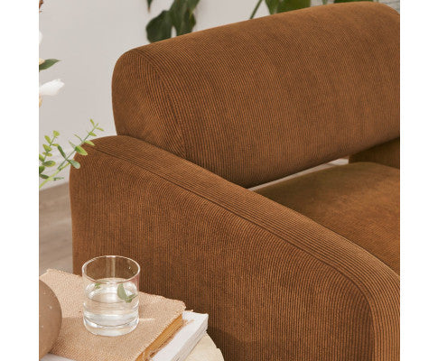 Lilah Modern Boucle Fabric Armchair - Burnt Orange Big Bedding Australia