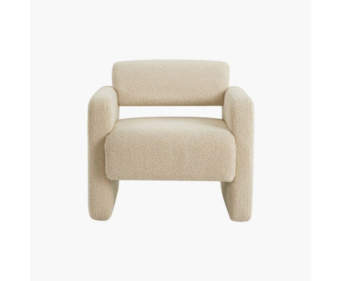 Lilah Modern Boucle Fabric Armchair - Light Sand Big Bedding Australia