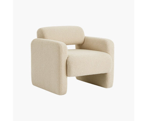 Lilah Modern Boucle Fabric Armchair - Light Sand Big Bedding Australia