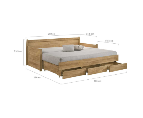 Mica Natural Wooden Day Bed with 3 Drawers Sofa Bed Frame Big Bedding Australia