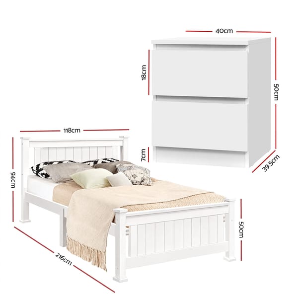 King Single Bed Frame and Bedside Table