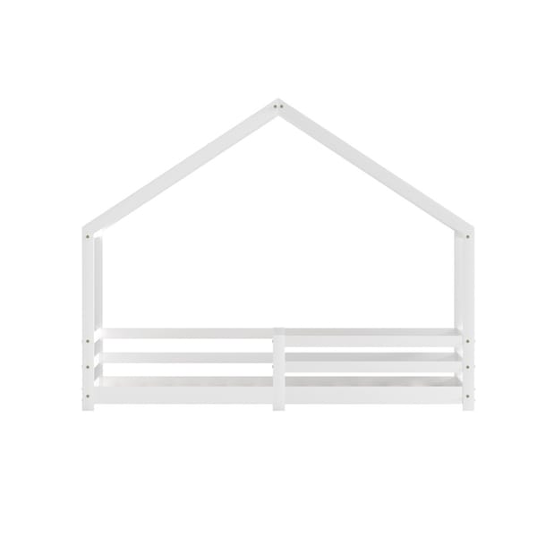 Bed Frame Wooden Kids Single House Frame White AMOS
