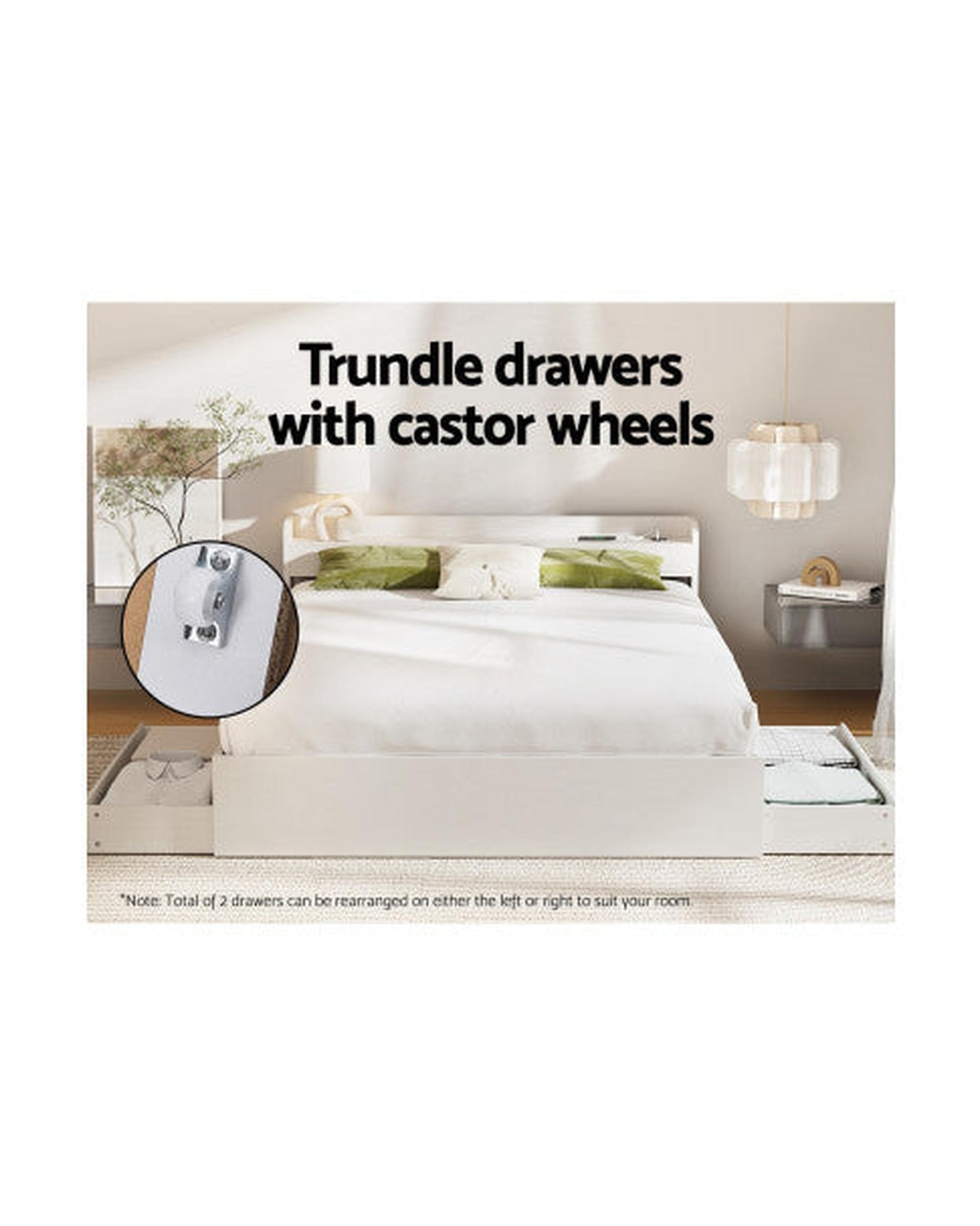 Bed Frame Mattress Base with Charging Ports 2 Storage Drawers Artiss