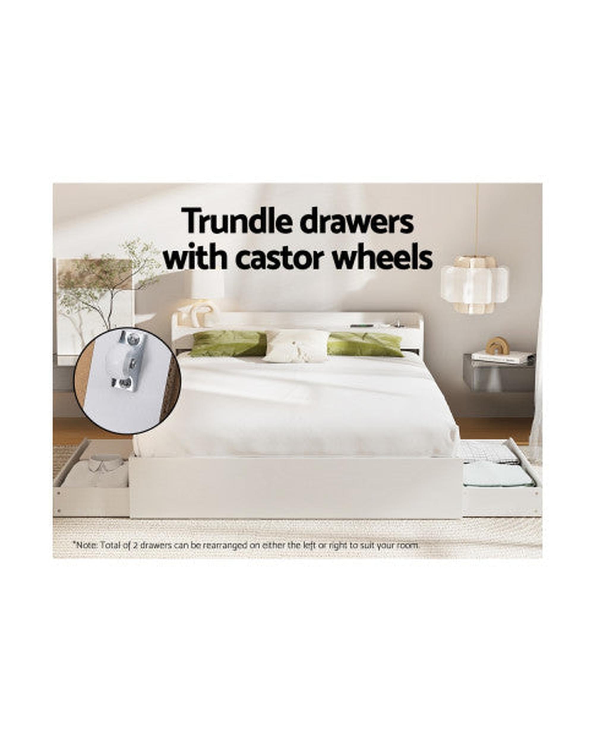 Bed Frame Mattress Base with Charging Ports 2 Storage Drawers Artiss