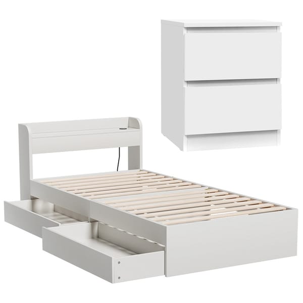 Single Bed Frame and Bedside Table