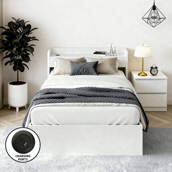 Single Bed Frame and Bedside Table