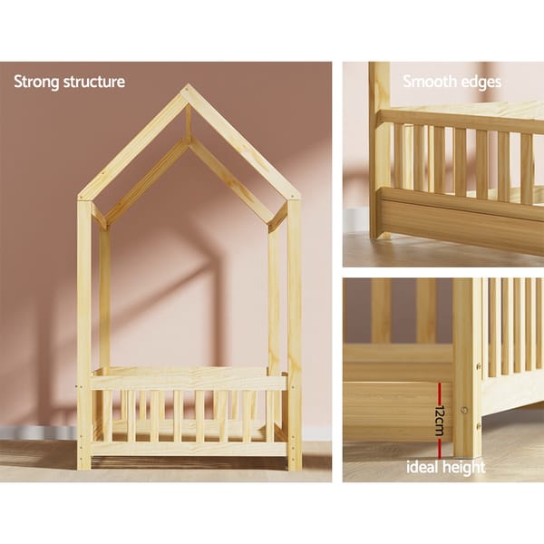 Bed Frame Wooden Kids House Frame Oak ROCK
