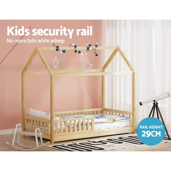 Bed Frame Wooden Kids House Frame Oak ROCK