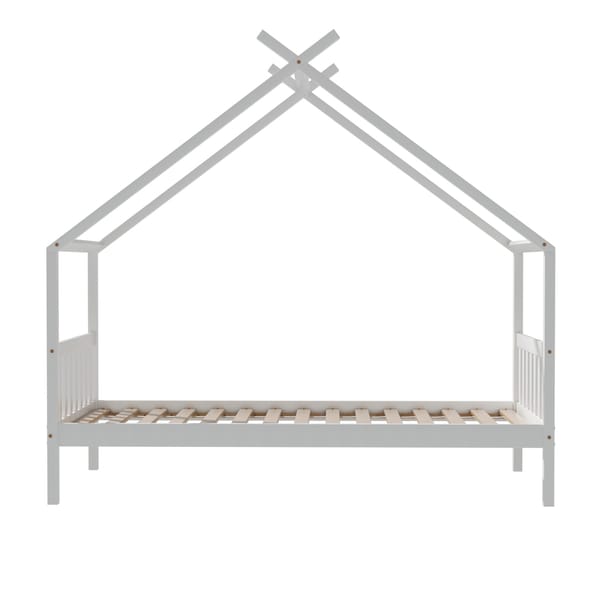 Bed Frame Wooden Base Kids Single Timber House Beds White