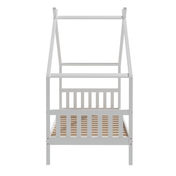 Bed Frame Wooden Base Kids Single Timber House Beds White