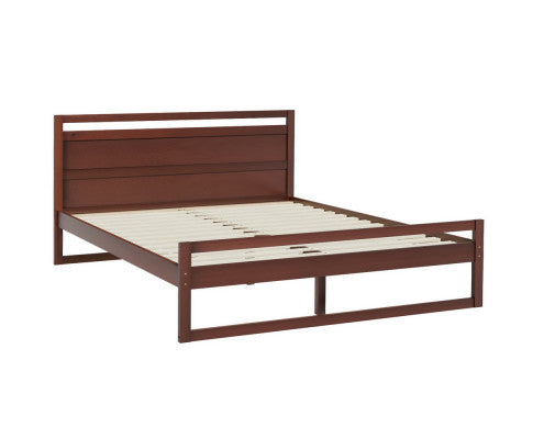 Bed Frame Double Size Wooden Walnut WITTON Artiss