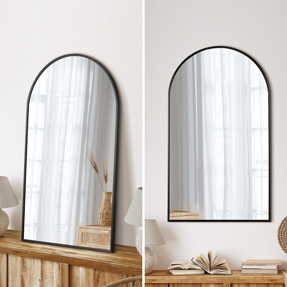 Wall Mirrors 86x50cm Arched Black Set of 2