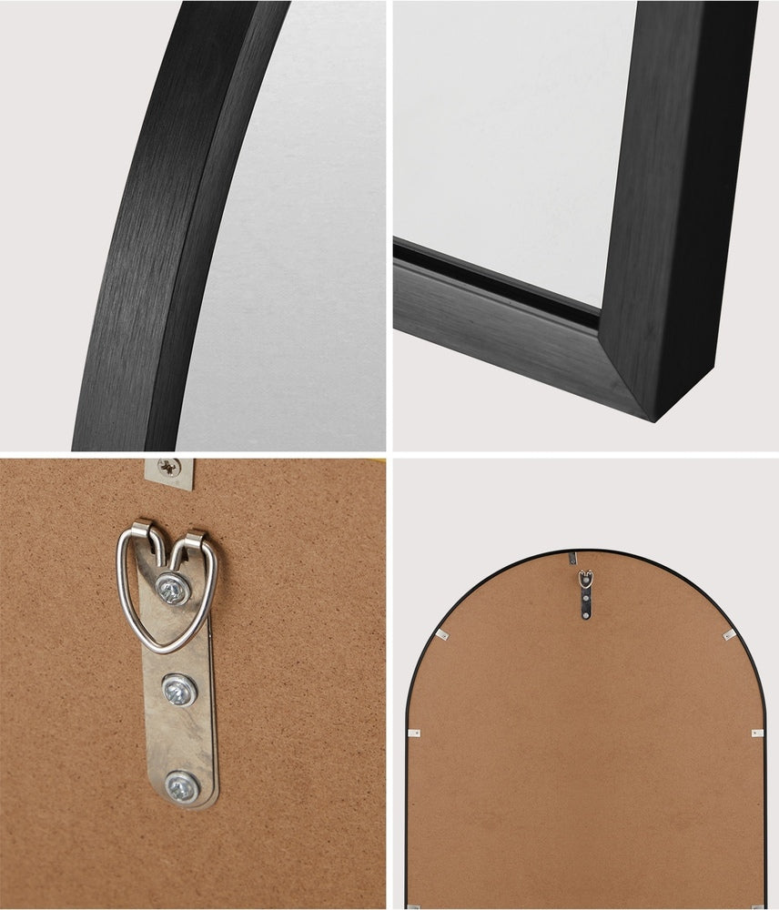 Wall Mirrors 86x50cm Arched Black Set of 2