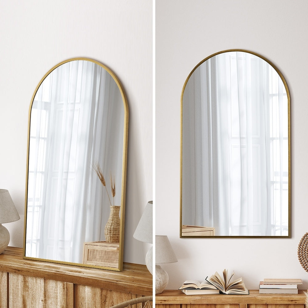 Wall Mirrors 86x50cm Arched Gold Set of 2