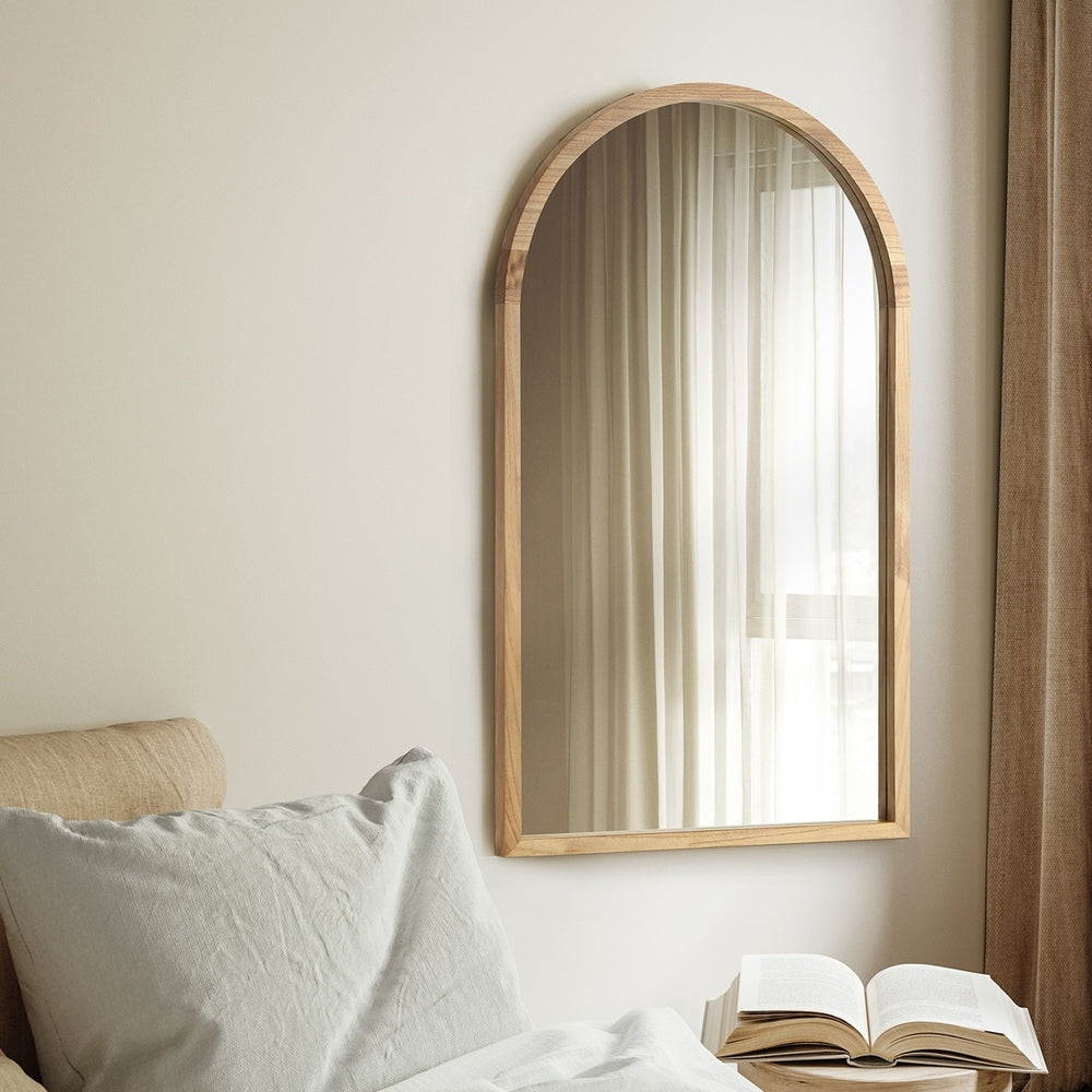 Arched Wall Mirrors 86x50cm Wooden Set of 2