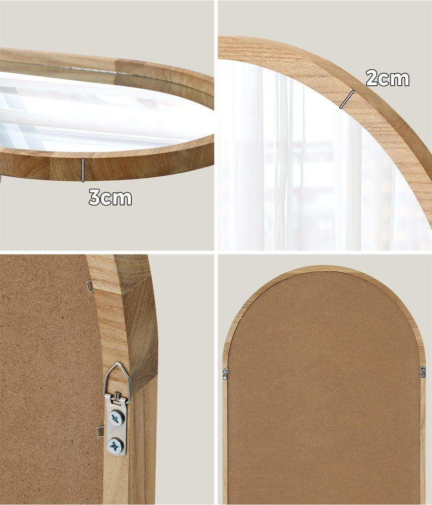Arched Wall Mirrors 86x50cm Wooden Set of 2
