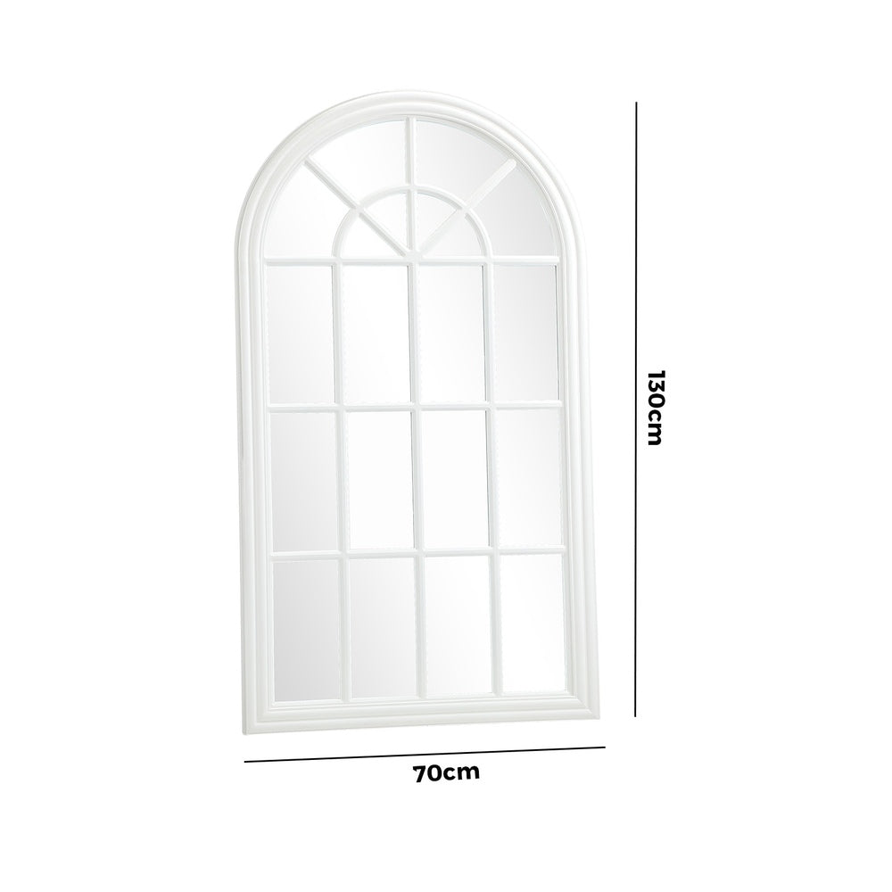 Wooden Window Mirror Arched Wall Mirrors 130x70cm White