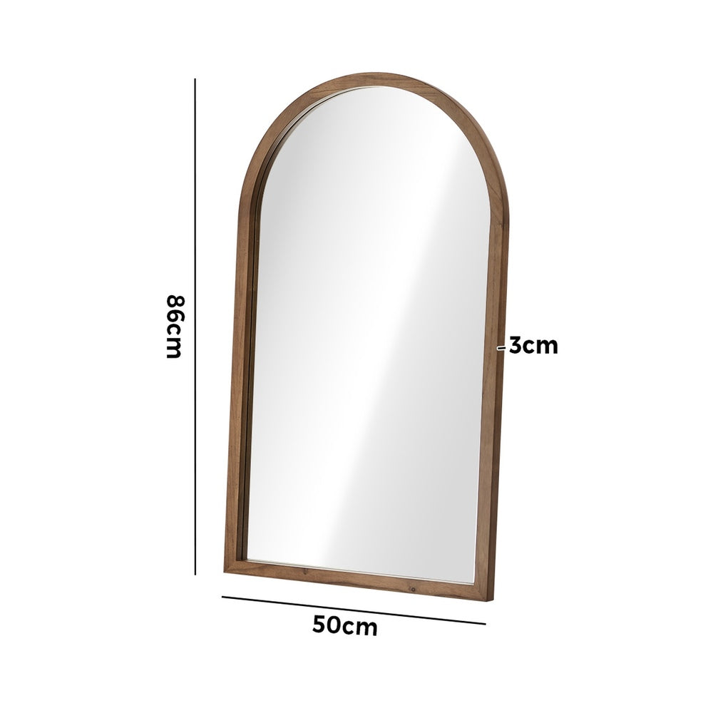 Arched Wall Mirrors Home Makeup Mirror 86x50cm Brown Wood