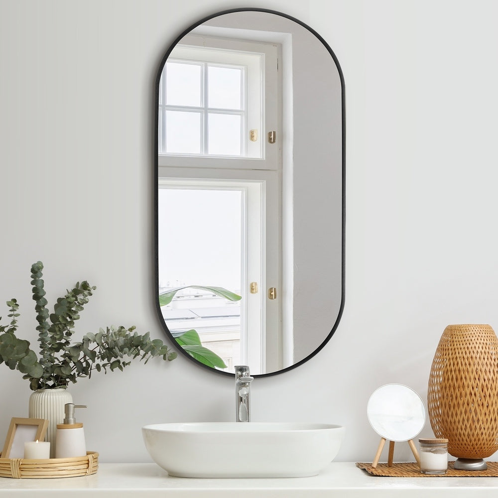 Wall Mirror Oval Black 84x50cm
