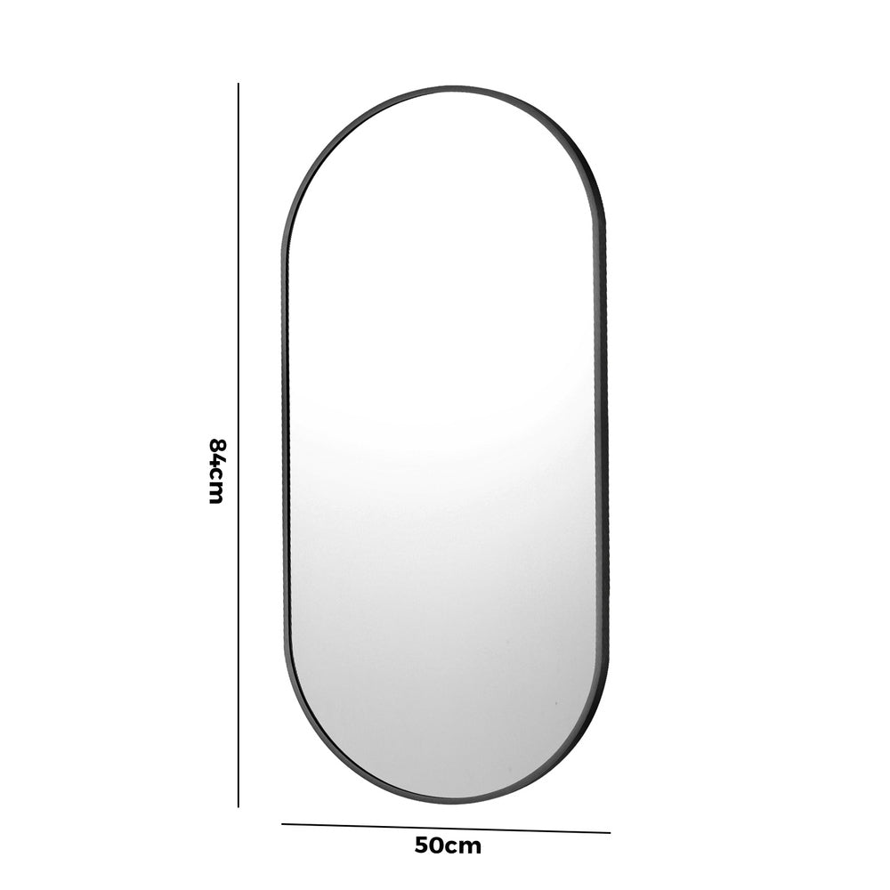 Wall Mirror Oval Black 84x50cm
