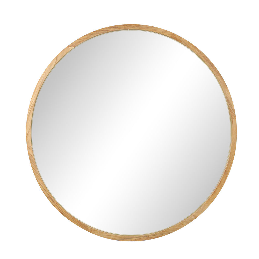 Round Wall Mounted Mirror with Wood Frame 50cm