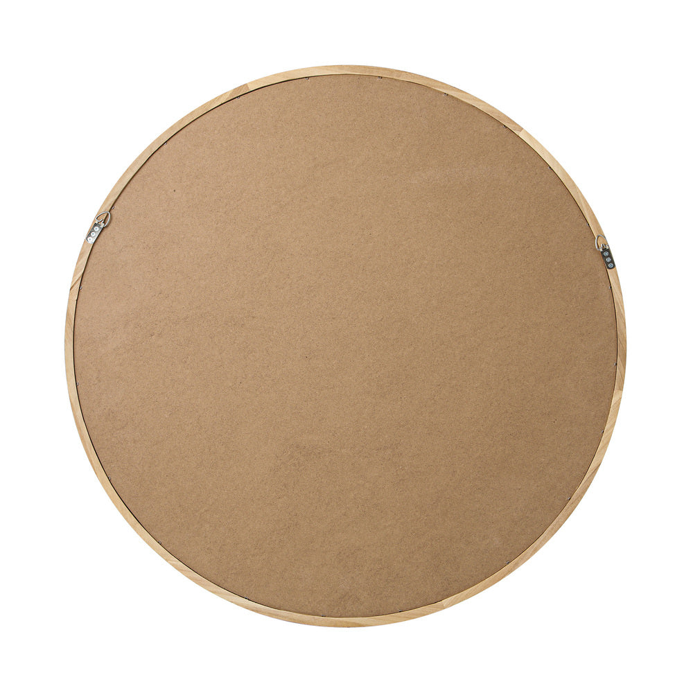 Round Wall Mounted Mirror with Wood Frame 50cm