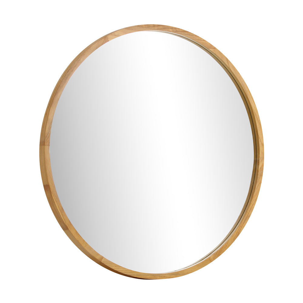 Wall Mirror with Wood Frame 60cm Round