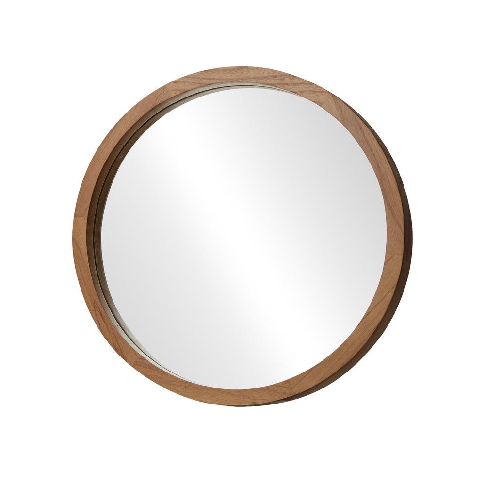 Wall Mirrors 60cm Round Makeup Mirror Decor Bathroom Walnut