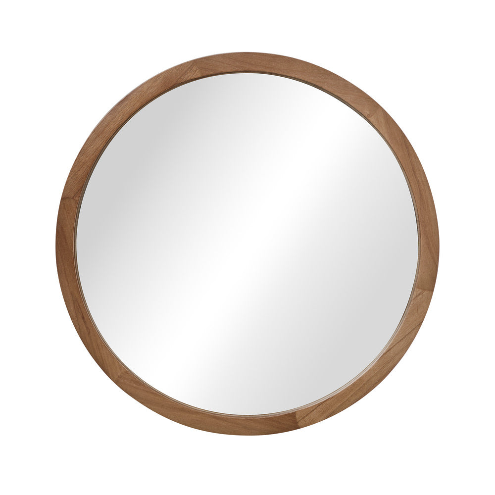Wall Mirrors 60cm Round Makeup Mirror Decor Bathroom Walnut