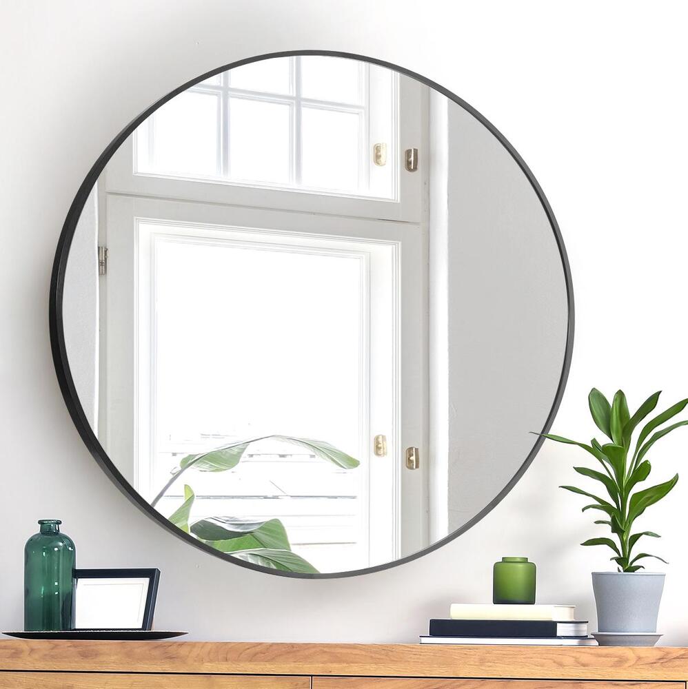 Wall Mirror Round Black 80cm