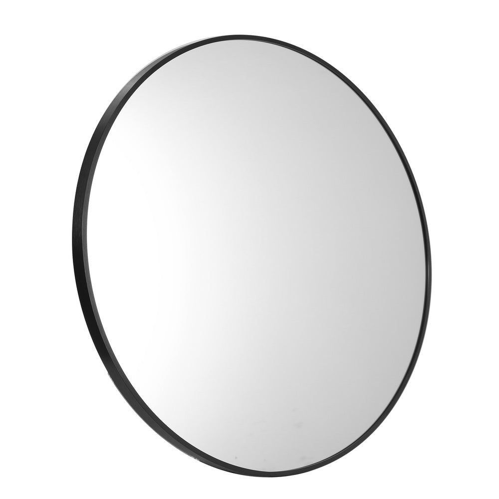 60cm Wall Mirror Round Black