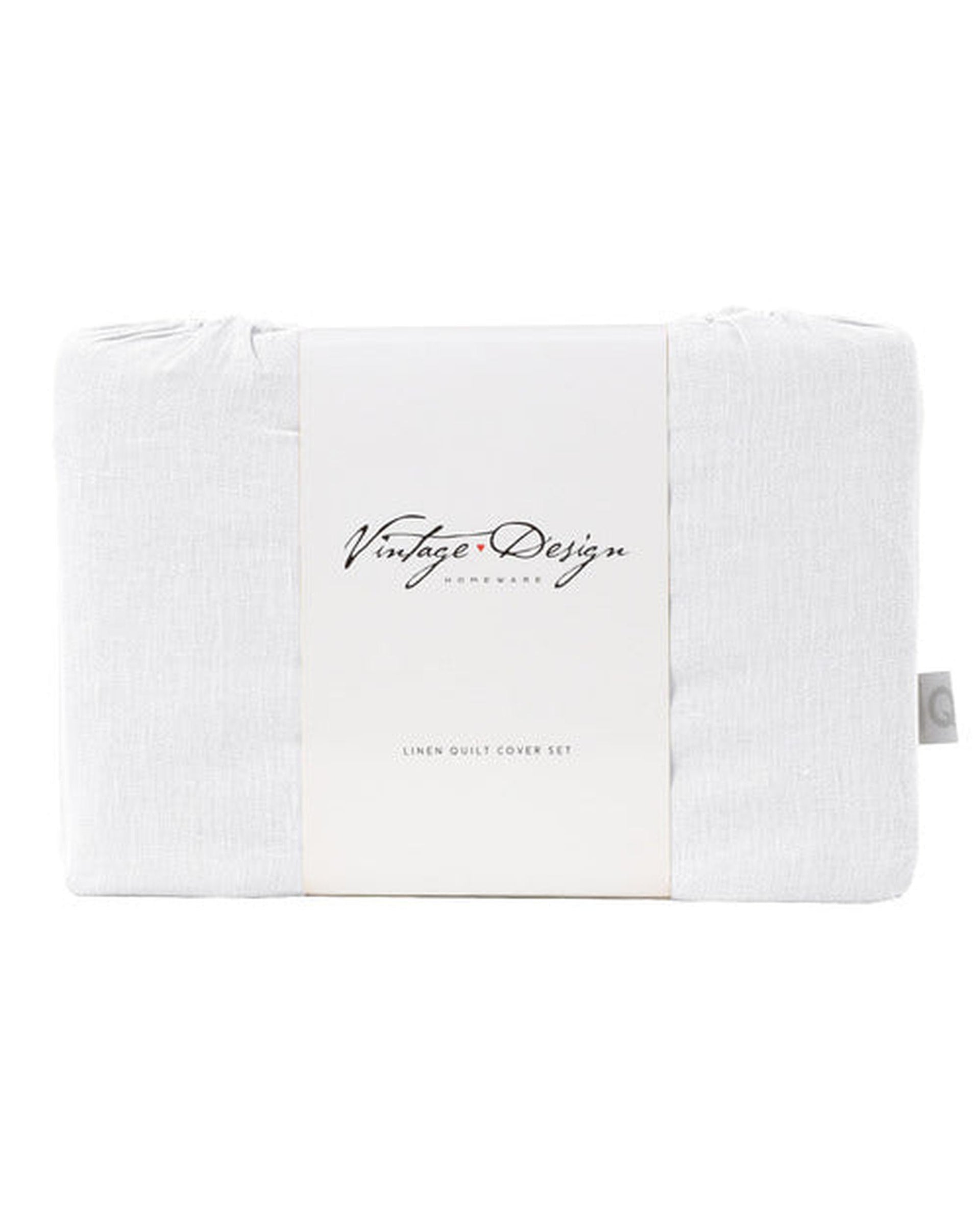 Vintage Design White French Linen Quilt Cover Set Vintage Design