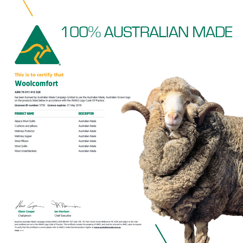 Woolcomfort Australian Made Pure New Wool Pillow
