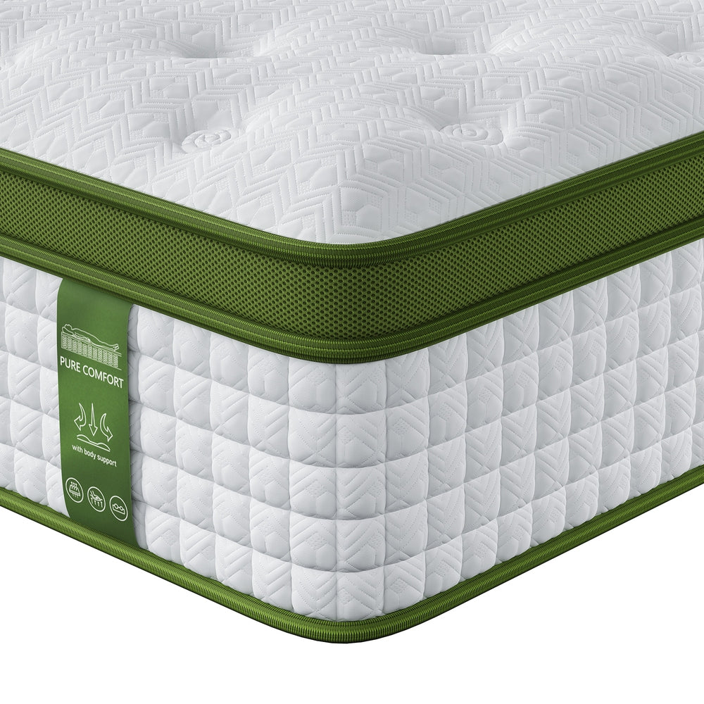 BedStory 34cm Latex Hybrid Mattress Medium Firm - 5 Zone Pocket Spring Bed for Pressure Relief Motion Isolation BedStory