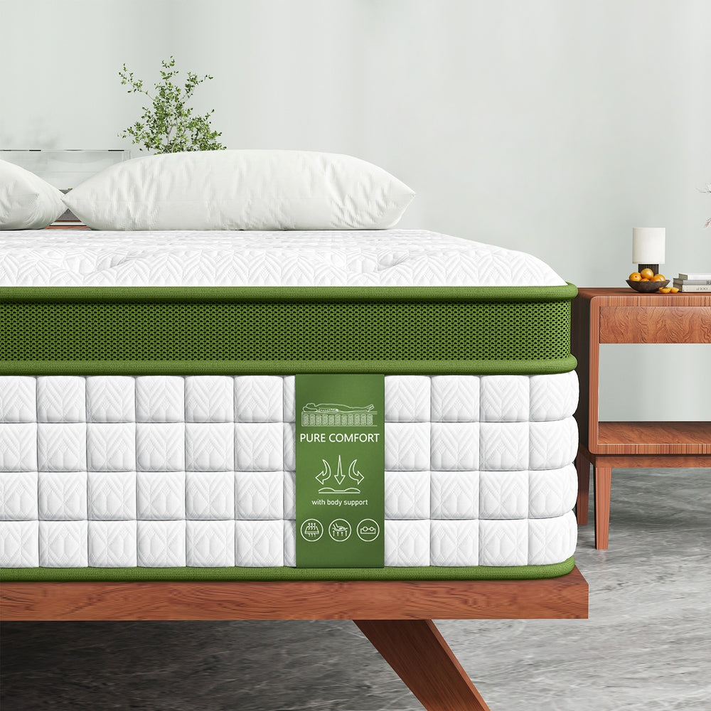 BedStory 34cm Latex Hybrid Mattress Medium Firm - 5 Zone Pocket Spring Bed for Pressure Relief Motion Isolation BedStory