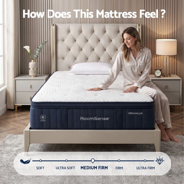 RoomSense 34cm Thick Medium Firm Hybrid Mattress for Back Pain Relief Tencel Cooling Pocket Spring Mattress